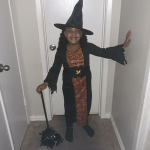 Girls Black.& Orange Medium Witch Costume